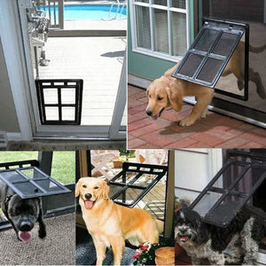 Lockable Plastic Pet Dog Cat Kitty Door for Screen Window Security Flap Gates Pet Tunnel Dog Fence Free Access Door for Home