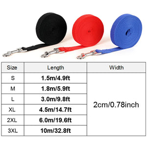 Nylon Dog Leashes 3 Colors 1.5M 1.8M 3M 4.5M 6M 10M Pet Walking Training Leash Long Cats Dogs Harness Lead Strap Belt