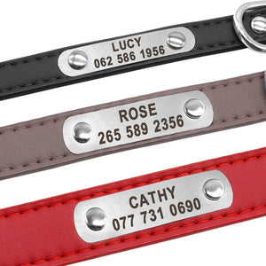 Large Durable Personalized Dog Collar PU Leather Padded Pet ID Collars Customized for Small Medium Large Dogs Cat 4 Size