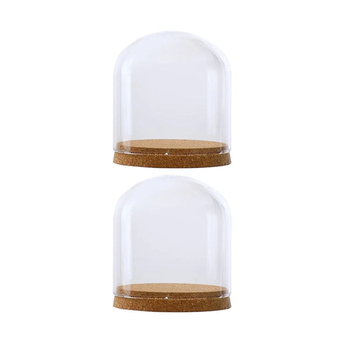 2Pcs 12x12cm Glass Dome Cover Cloche Bell Jar Succulents Terrariums with Wood Cork Wedding Parties Decorations Miniatures Craft