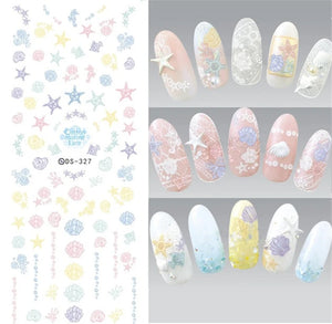 1sheet Starfish Sea Horse Nail Water Decals of Nails Transfer Stickers Ocean Shell Nail Art Summer Manicure for Nail Decorations