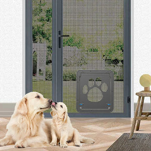 4-Way Lockable Plastic Pet Big Dog Cat Door for Screen Window Safety Flap Gates Pet Tunnel Dog Fence Free Access Door for Home