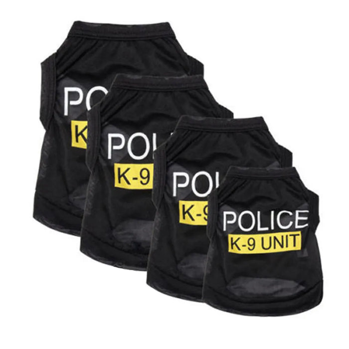 Police Suit Cosplay Dog Clothes Black Elastic Vest Puppy T-Shirt Coat Accessories Apparel Costumes  Pet Clothes for Dogs Cats