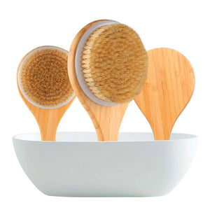 TREESMIL Natural Bristle Bath Brush Exfoliating Beauty Body shower Brush Portable Travel Massage Horse Hair Wooden Dry Brush D30