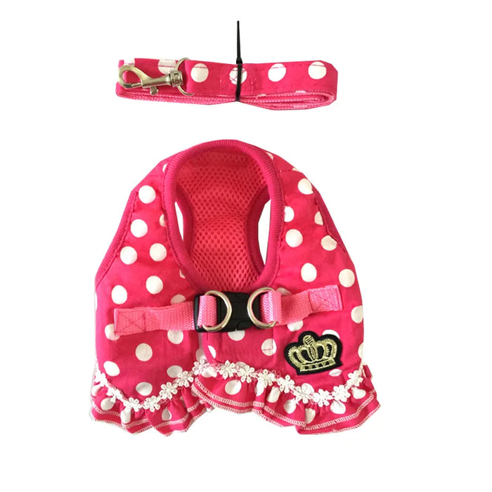 Luxury Girl Dot Pattern Design Pet Dogs Chest Harness Dog Leash Small Puppy Supplies