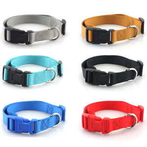 Classic Solid Pet Dog Collar Basic Nylon Dog Cat Collars for Small Medium Dogs Can Match Leash & Harness with Quick Snap Buckle