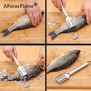 1 Pc Durable Stainless Steel Fish Scale Remover Scraper Cleaner Scaler Kitchenware Peelers Steel Fish Scales Brush