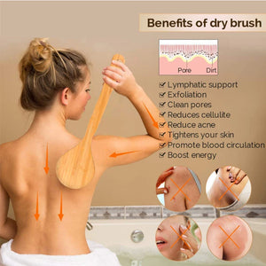 TREESMIL Natural Bristle Bath Brush Exfoliating Beauty Body shower Brush Portable Travel Massage Horse Hair Wooden Dry Brush D30