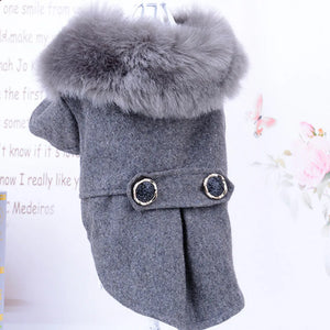 Winter Dog Clothes Pet Cat fur collar Jacket Coat Sweater Warm Padded Puppy Apparel for Small Medium Dogs Pets