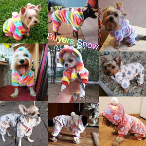 Dog Clothes Pajamas Fleece Jumpsuit Winter Dog Clothing Four Legs Warm Pet Clothing Outfit Small Dog Star Costume Apparel