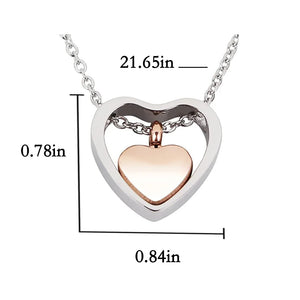 Double Heart Urn Necklace Cremation Jewelry Ashes Pendant Jewelry Funeral Ash Memorial Jewelry Stainless Steel Pendant Keepsake