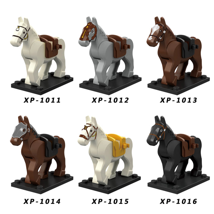 Plastic Blocks Mini Blocks Action Figures War Medieval Knight Horse  Wolf   Saddle  Bridle Toy Blocks For Children