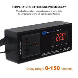 Yieryi AC-112 Digital Waterproof Temperature Controller Microcomputer Thermostat for Aquarium Reptile NTC Sensor