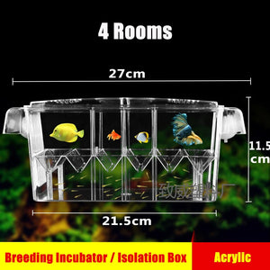 Aquarium Breeding Incubator Isolation Box Double Layer 4 Rooms Transparent Acrylic Self-Floating Fish Hatchery Box Fish Tank