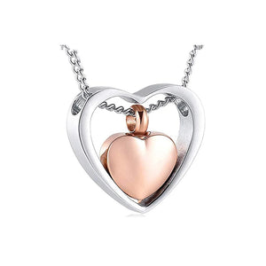 Double Heart Urn Necklace Cremation Jewelry Ashes Pendant Jewelry Funeral Ash Memorial Jewelry Stainless Steel Pendant Keepsake