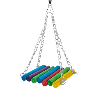 Bird Toys Set Swing Chewing Training Toys Small Parrot Hanging Hammock Parrot Cage Bell Perch Toys with Ladder Pet Supplies 1pc