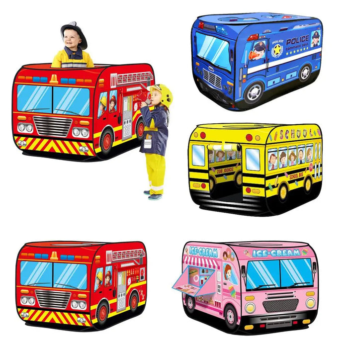 Children's Tent Popup Play Tent Toy Outdoor Foldable Playhouse Fire Truck Police Car icecream car kids Game House Bus Indoor