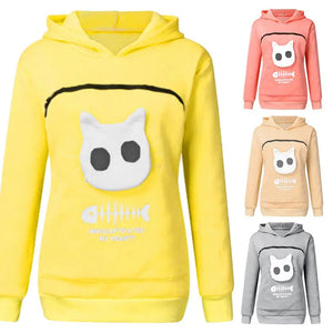 Pet Carrier Thicken Shirts Cats Lovers Hoodie Kangaroo Dog Pet Paw Pullovers Cuddle Pouch Sweatshirt Pocket Animal Ear Hooded