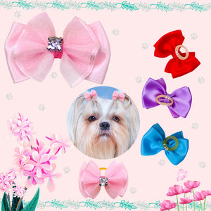 10pcs Dog Bows Diamond Lace Dog Hair Accessories Small Dog Cat Bowknot Dog Grooming Accessories Pet Products For Small Dogs