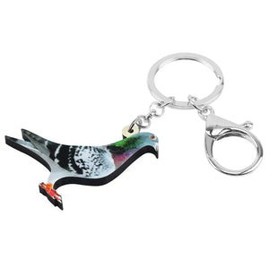 Bonsny Acrylic Carrier Pigeon Key Chains Bird Key Rings Bag Car Purse Decorations Keychains For Women Girls Teen Men Charms Gift