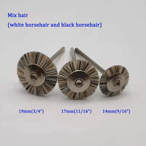 10Pcs/Bag Polishing Brush Wheel 2.35mm Dental Lab Laboratory Goat Black Horse Hair Mix Rotary Tools Low Speed HP Shank Buff