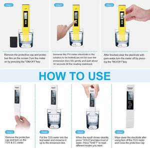 High Accuracy TDS Meter Digital Water Tester Digital 0-14 PH Meter Tester 0-9990ppm TDS&EC LCD Water Purity PPM Aquarium Filter