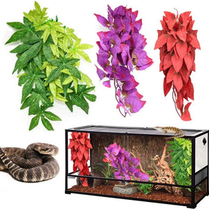 1/3/4pcs Reptile Plants 30cm Fake Leaves Habitat Decoration Terrarium Rattan for Geckos Lizards Reptile Habitat Decor Supplies