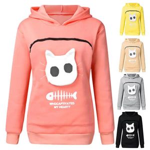 Pet Carrier Thicken Shirts Cats Lovers Hoodie Kangaroo Dog Pet Paw Pullovers Cuddle Pouch Sweatshirt Pocket Animal Ear Hooded