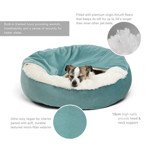 Benepaw Orthopedic Dog Bed With Hooded Blanket Winter Warm Waterproof Dirt Resistant Cat Puppy House Cuddler Machine Washable