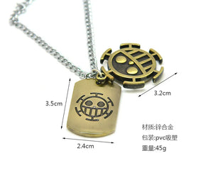 Anime One Piece Necklace Luffy Straw Hat And Skull Logo Dog Tag Pendant Men Fashion Choker Accessories Jewelry Figure Toys