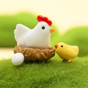 10pcs/Set Micro Crafts Ornament  Hen Chicken Chick Egg Nest Small Statue Figurine Miniatures DIY Home Garden Decor