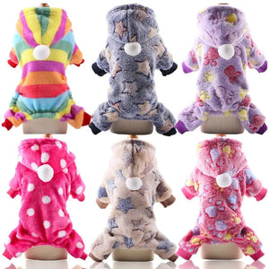 Dog Clothes Pajamas Fleece Jumpsuit Winter Dog Clothing Four Legs Warm Pet Clothing Outfit Small Dog Star Costume Apparel