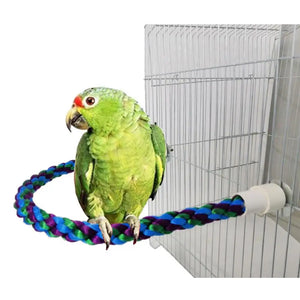 Flexible Bird Stand Toy Hanging Braided Bird Chew Rope Curved Bird Stand Perch Cage Toy Parrots Budgies Parakeets Training Toy