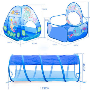 3 Pcs/set Children's Tent Tipi Ball Pool for Kids Portable Baby Wigwam Playhouse with Crawling Tunnel Baby Ocean Ball Pit Teepee