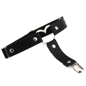 DIEZI Punk Goth PU Leather Elastic Garter Belt Leg Thigh Ring Suspender Stockings Belt Leg Chain Harness Heart Body Jewelry