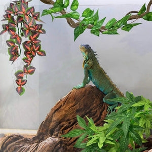 1/3/4pcs Reptile Plants 30cm Fake Leaves Habitat Decoration Terrarium Rattan for Geckos Lizards Reptile Habitat Decor Supplies