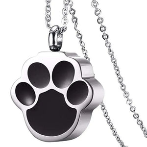 Unisex Stainless Steel Pet,Dog/Cat Jewelry Paw Print Cremation Jewelry Ashes Holder Pet Memorial Urn Necklace For Memory