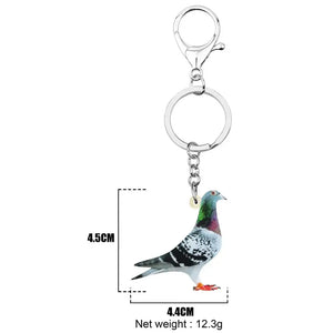 Bonsny Acrylic Carrier Pigeon Key Chains Bird Key Rings Bag Car Purse Decorations Keychains For Women Girls Teen Men Charms Gift