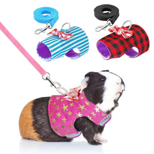 New Rabbit Harness Vest Leash Set for Small Pet Hamster Ferret Guinea Pig Bunny Puppy Mesh Chest Strap Pet Supplies Hot Sell