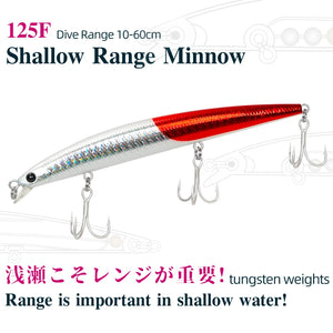 TSURINOYA Fishing Lure DW72 125mm 14.3g Shallow Range Floating Water Minnow Excellent Quality Hard Bait bass Fish Saltwater hook