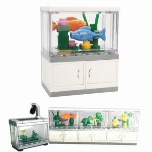 City Friends Bricks Assemble ClownFish Turtle Lizard Pet MOC Fish Tank Building Blocks Creative Toys for Kid DIY House Furniture