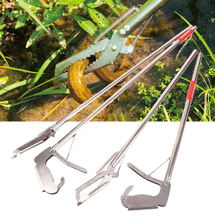 1.5M Foldable Snake Catcher Tongs Multipurpose Stainless Steel Wide Jaw Reptile Grabber Stick Tool For Catching Handling Snakes