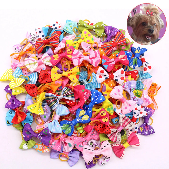 10/20/50Pcs Dog Grooming Hair Bows Dog Bows Mix Colours Small Dog Accessories Dog Hair Rubber Bands Pet Headwear dropshipping