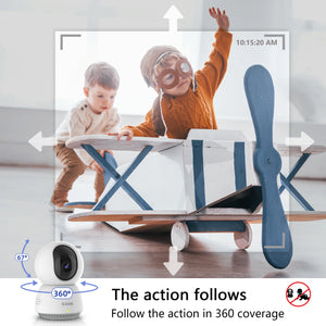 KAWA 2K IP Camera Wifi Survalance Cameras 360° Smart Home Alexa Wireless Indoor Security Pet&Baby Track Monitor See by Mobile