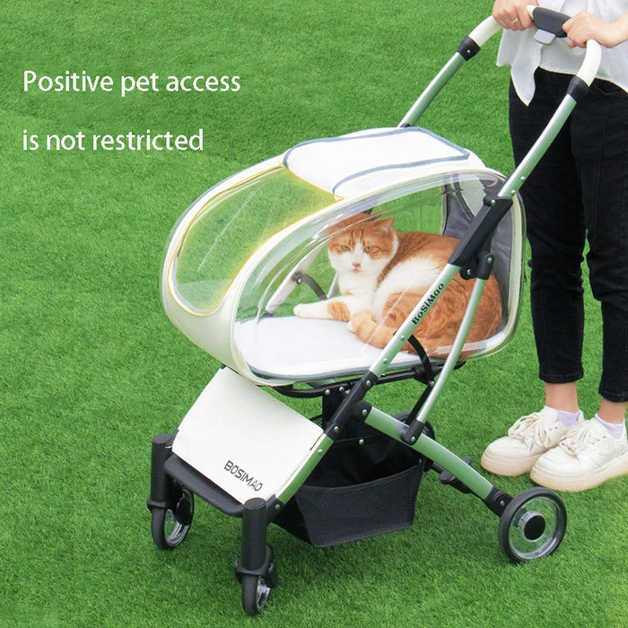 Fashionable Pet Dog Cats Four Wheeled Cart Lightweight Foldable Separable When Going Out Small Medium-Sized Pets Dog Stroller