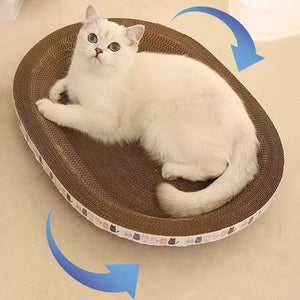 Cat Scratching Board Wear-Resistant Corrugated Paper Cat Grinding Claw Toys Multifunction Round Oval Cat Sleeping Bed Scratchers