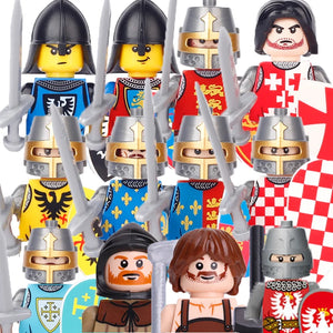 Military Building Blocks Medieval Soldier Figures Legion Toys Gift Teutonic Knights Shield Flag Equipment War-horse Crusader MOC