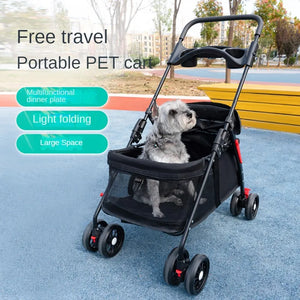 W02-C Pet Cat Dog Cart Dog Cat Teddy Baby Cart Out Small Pet Dog Cart Lightweight and Foldable