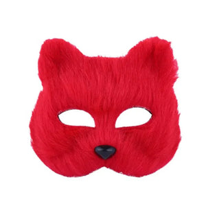 Fox Shape Half Face Eye Mask Imitation Cat Hair Christmas Carnival Party Cosplay Mask Halloween Costume Props Male Female Toy