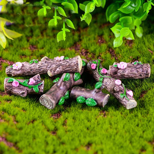 3PCS Flower Tree Stump Bonsai Figurines Fairy Garden Miniatures for Terrariums Ornament Home Decor Resin Craft